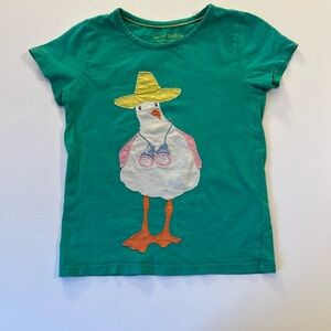Mini Boden Teal Shirt with Seagull and Hat Design 4-5 year green